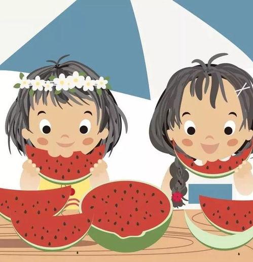 多人吃瓜图片卡通,多人吃瓜卡通盛宴